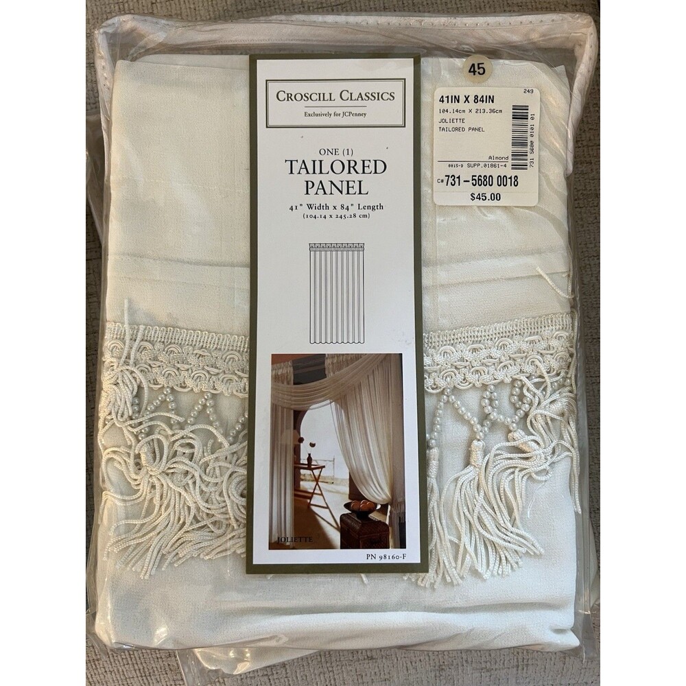 Retired Croscill Tailored Panel Linen Joliette Style 9193 Ivory Drapes 41”x 84"